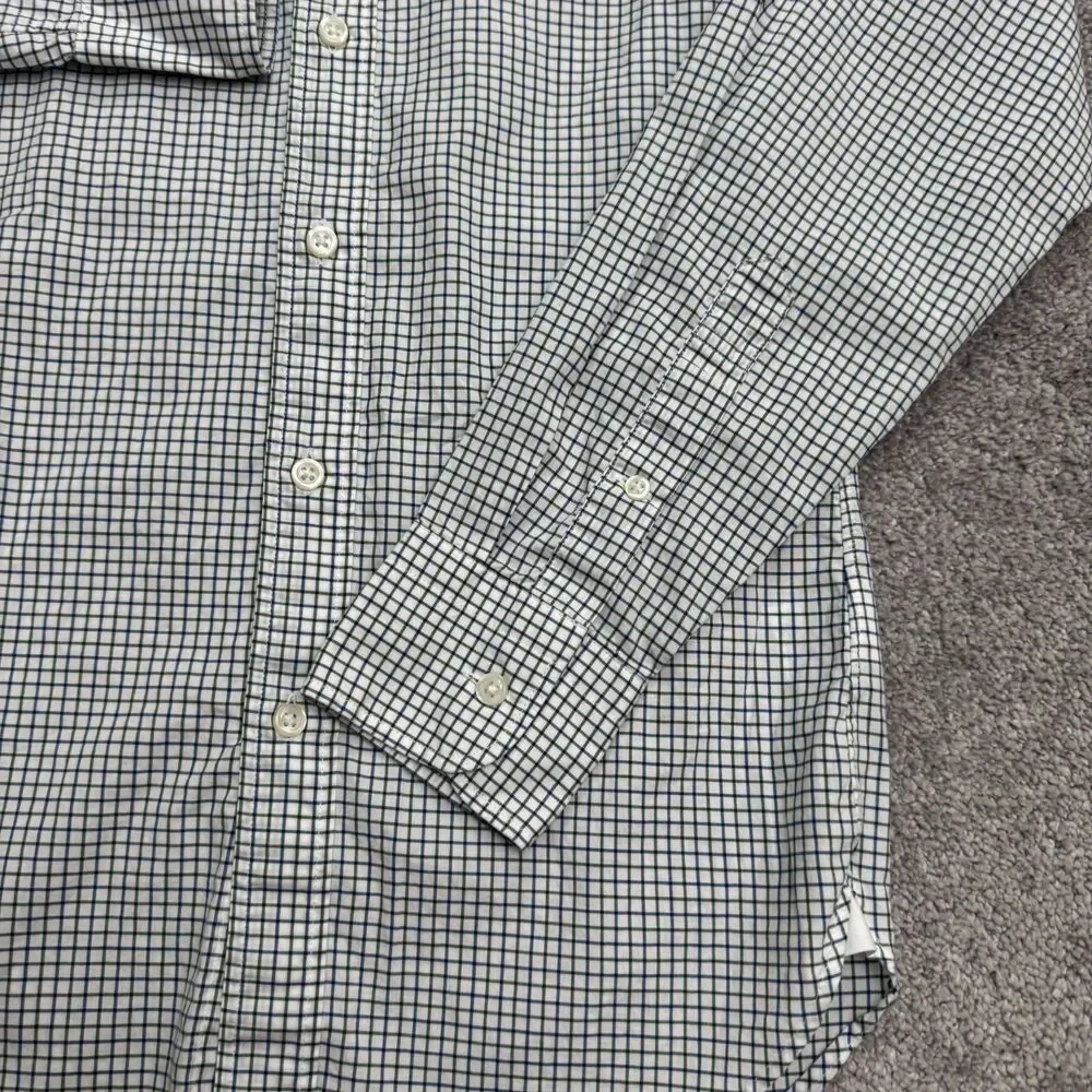 J.Crew Ludlow 120's 2 Ply Dress Shirt Mens XS Green Blue White Plaid Cotton Work